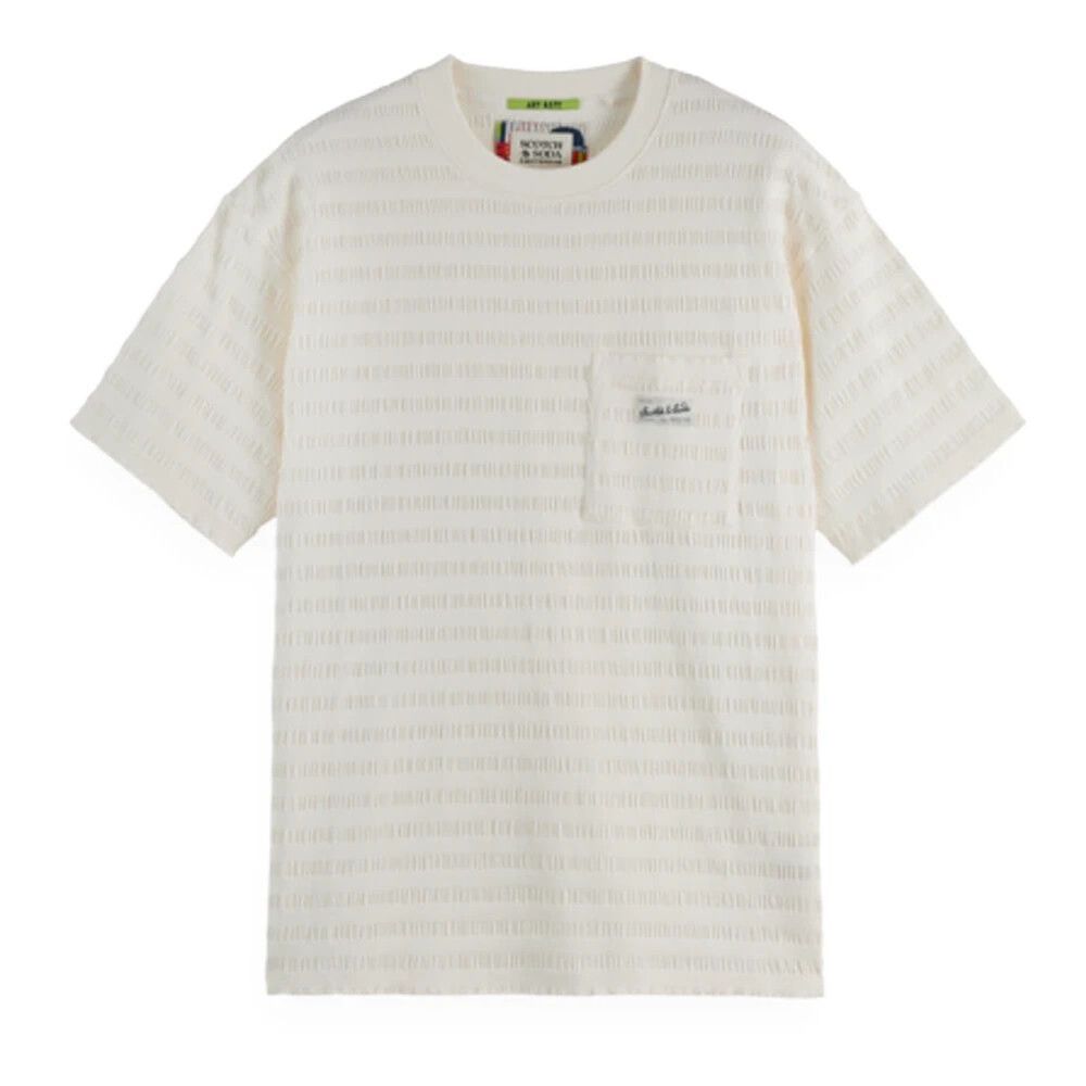 SCOTCH & SODA Shirt Mens XXL Off White Pullover Crew Textured Relaxed Fit Tee